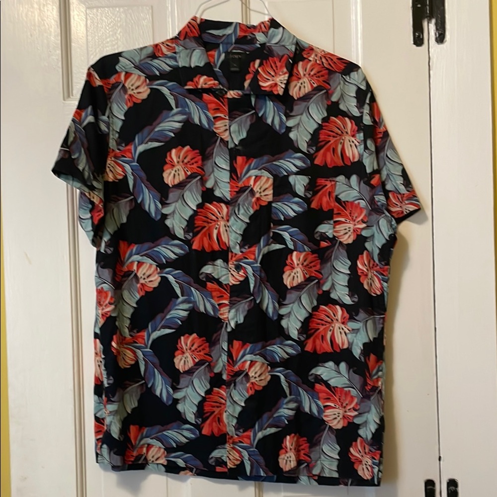 JCrew Floral Black Hawaiian Shirt